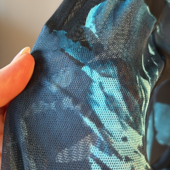 Alexa B maxi / midi mesh evening dress stretch halter waisted flowy floral 12 - Picture 5 of 14